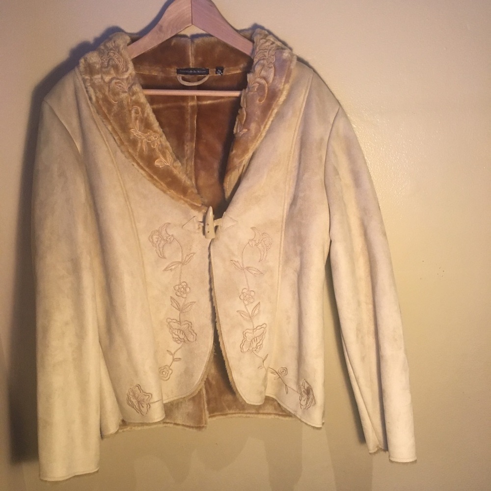 Tan and brown suede Coat. Size Extra Large